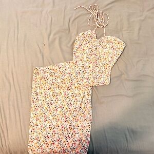 Floral Print Dress with Tie Straps